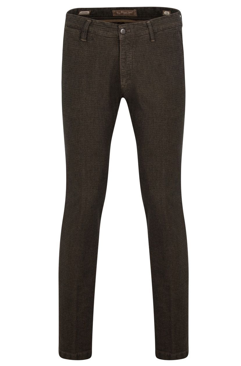 Four.ten Industry chino bruin melange slim fit