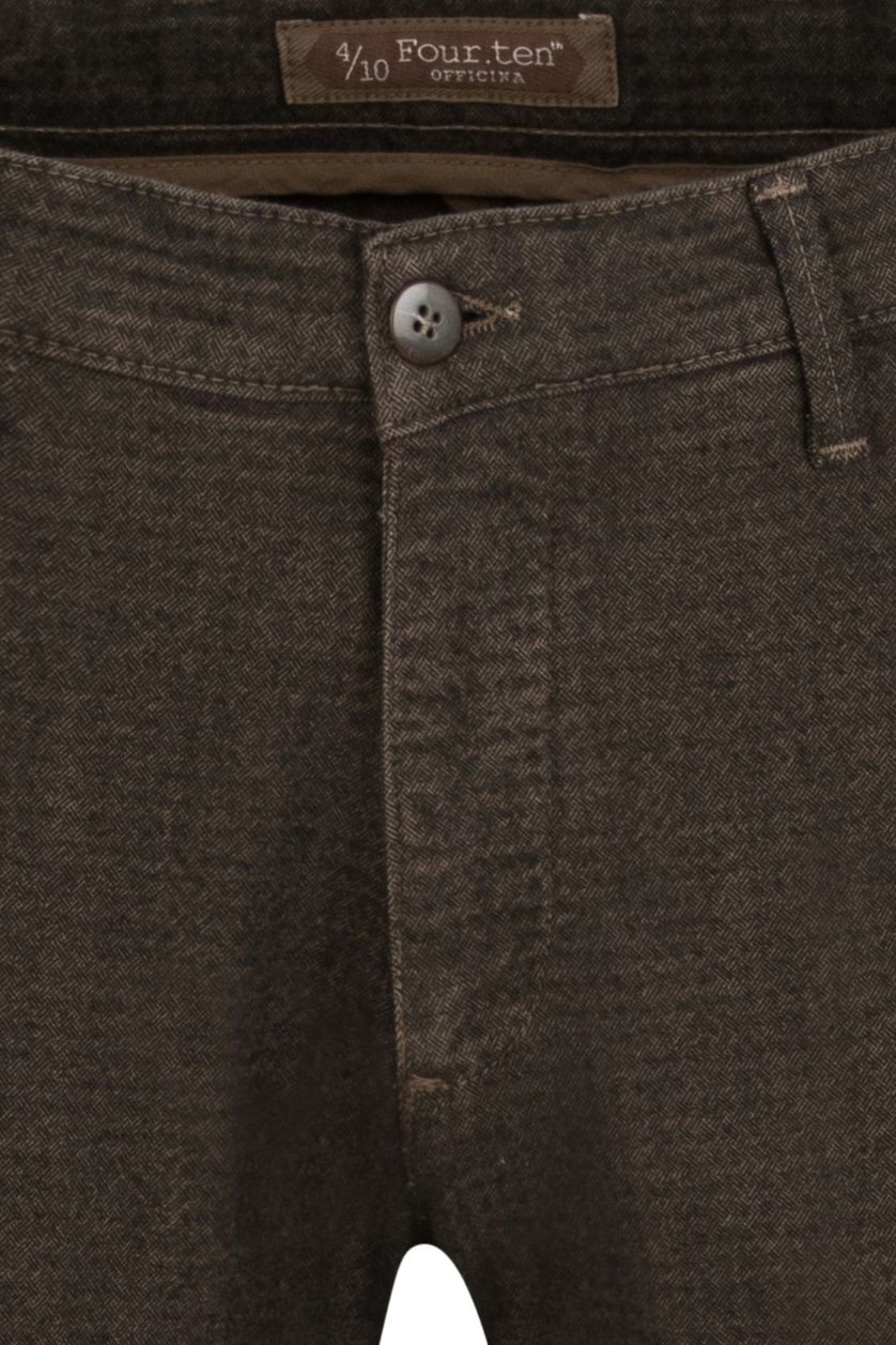 Four.ten Industry chino bruin melange slim fit