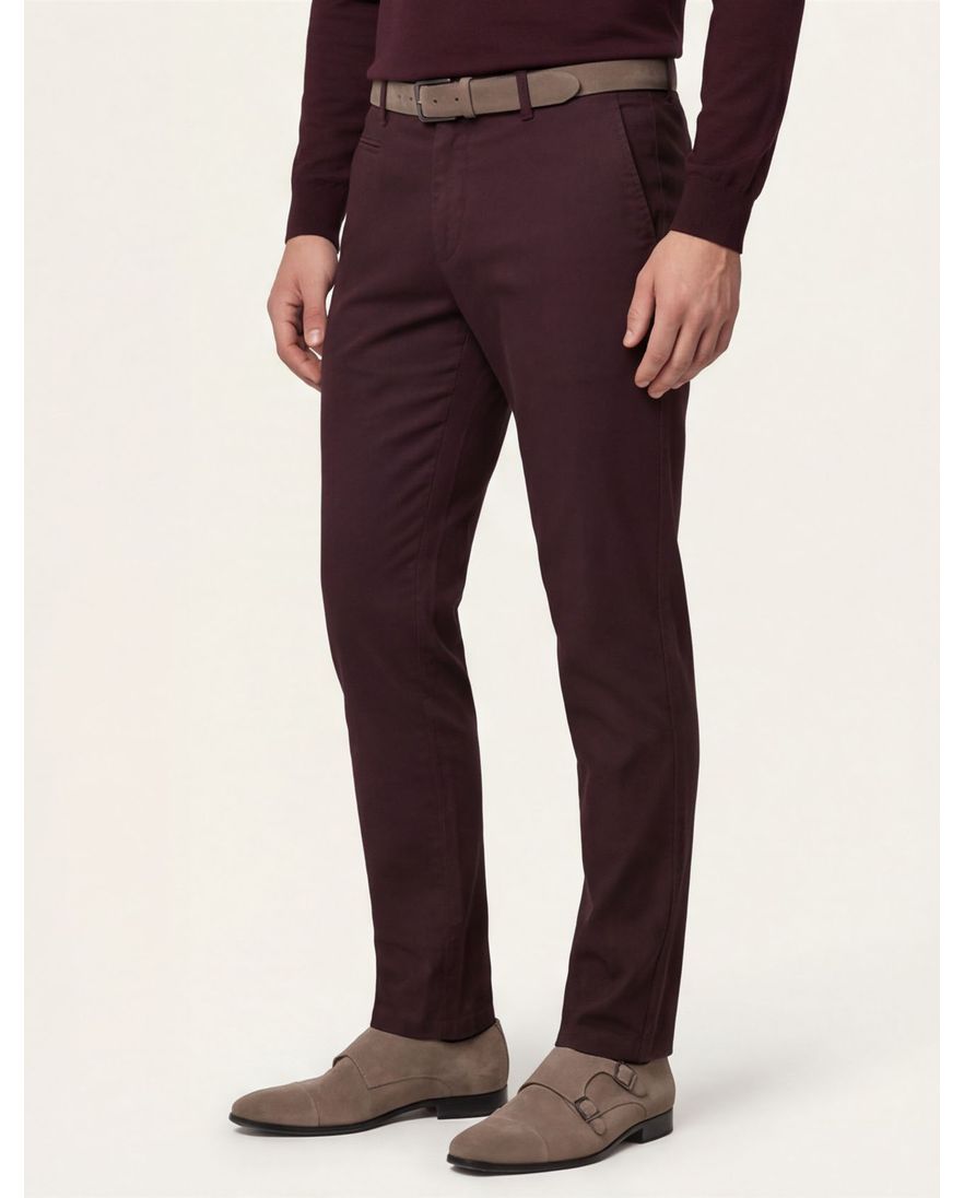 Broek Portofino aubergine slim fit