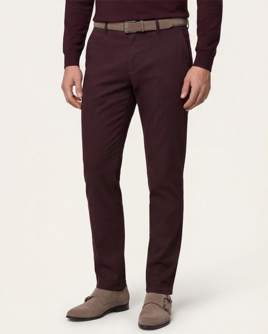 Broek Portofino aubergine slim fit