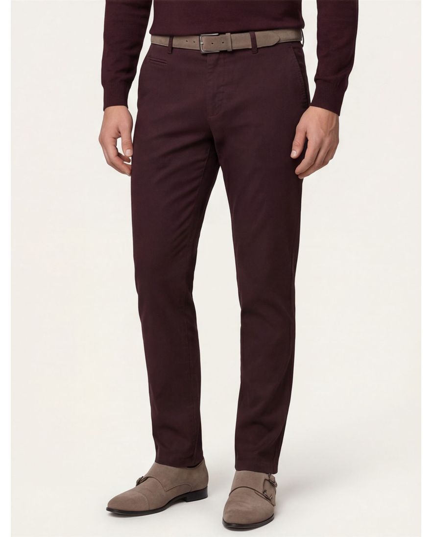 Broek Portofino aubergine slim fit