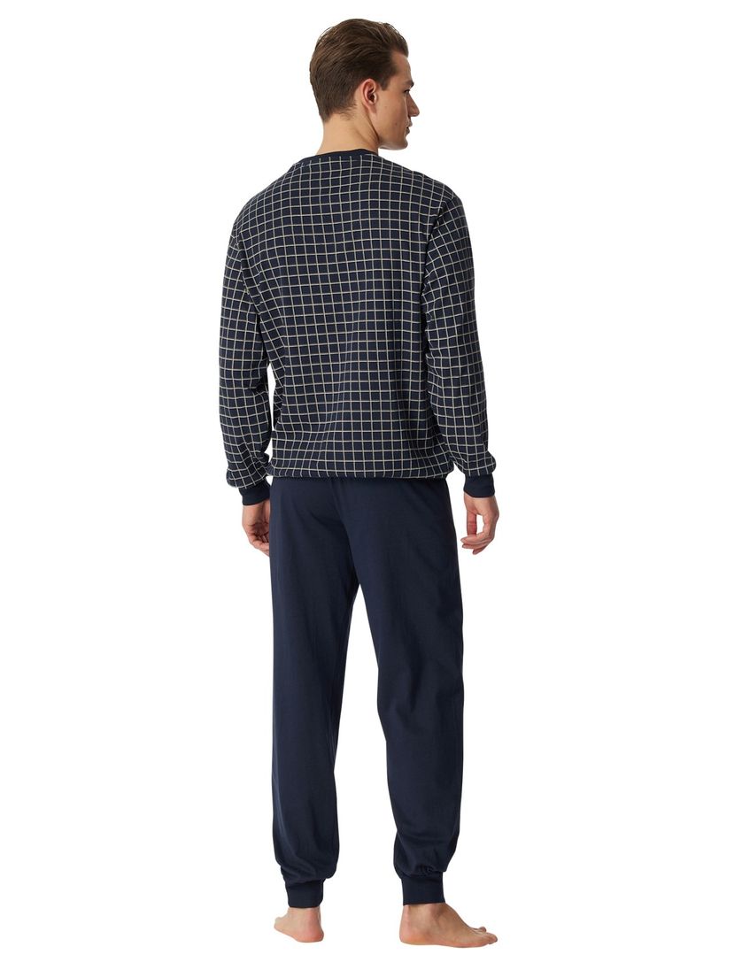Schiesser pyjama donkerblauw blokruit