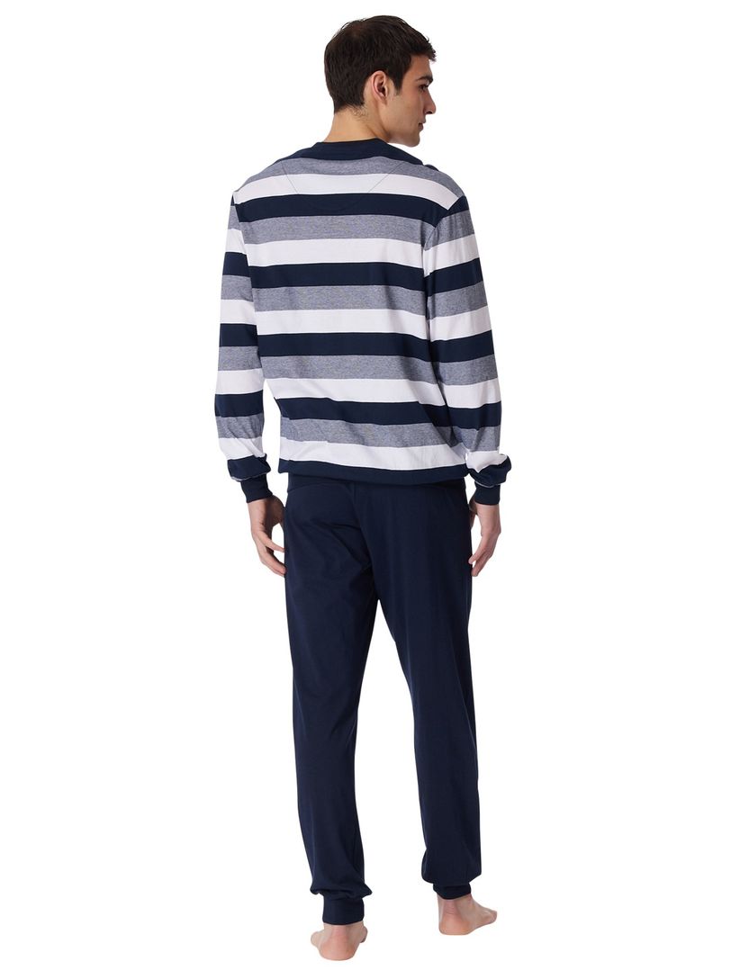 Schiesser herenpyjama donkerblauw streepmotief