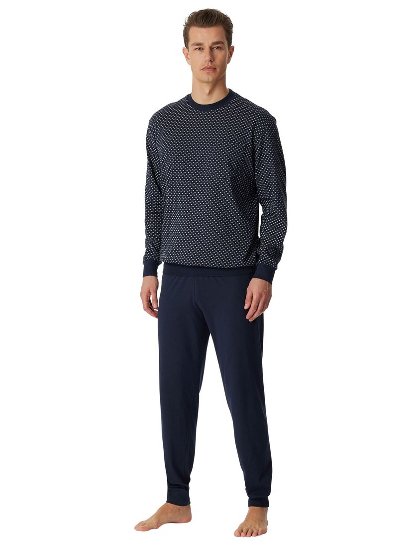 Schiesser herenpyjama donkerblauw motief