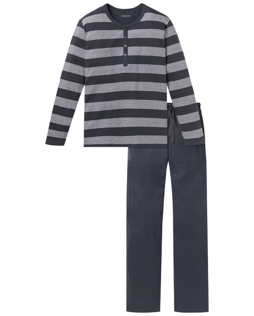 Pyjama Schiesser Ebony grijs streepmotief