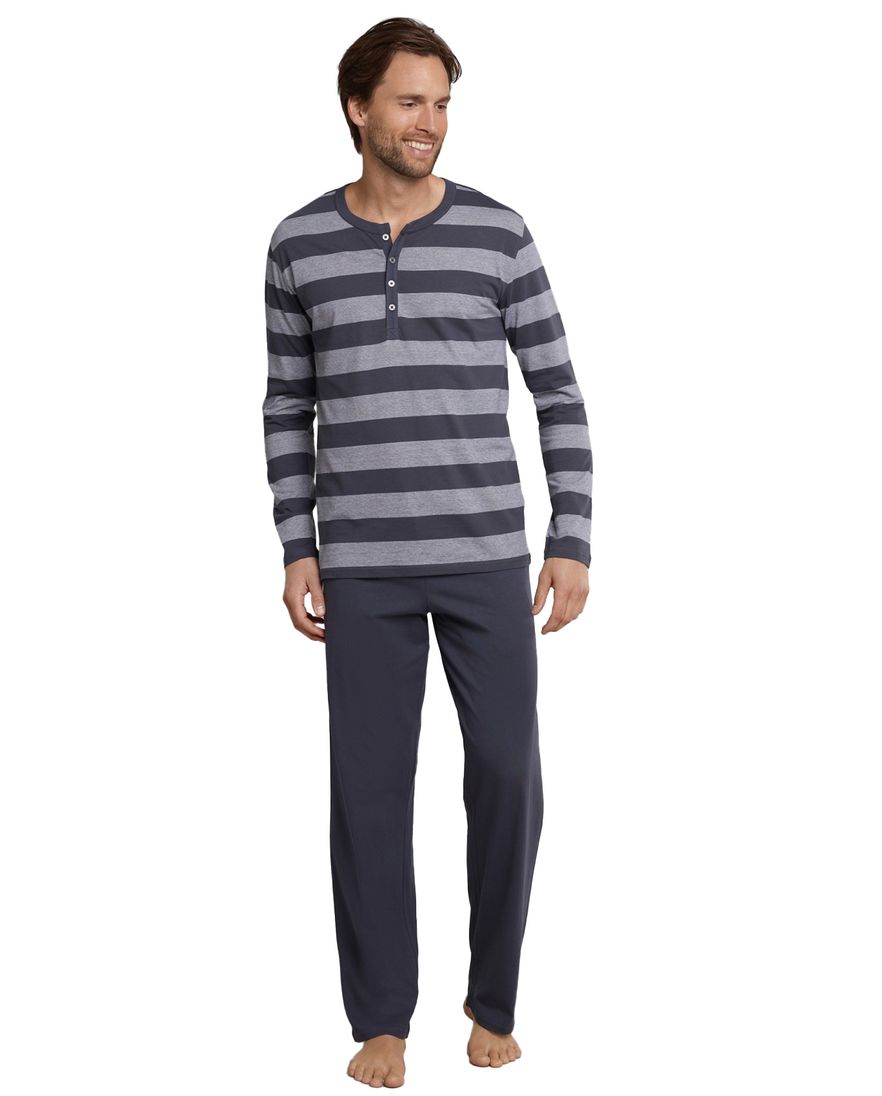 Pyjama Schiesser Ebony grijs streepmotief