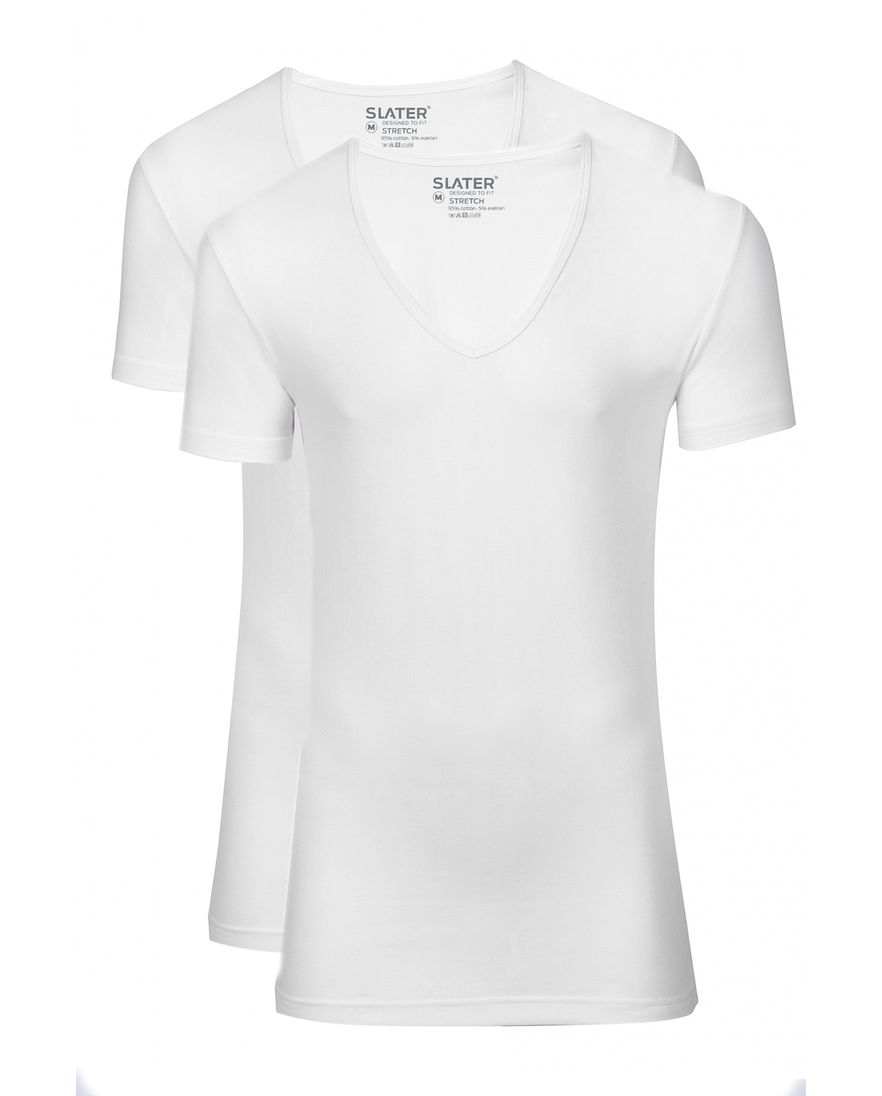 2-pack Slater t-shirt wit effen
