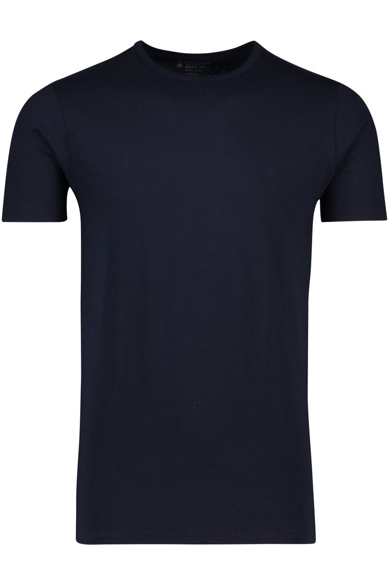 Slater t-shirt donkerblauw effen 2-pack katoen