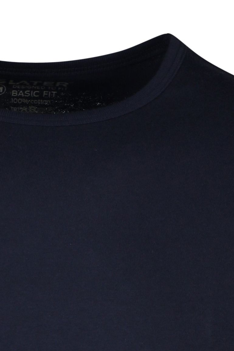 Slater t-shirt donkerblauw effen 2-pack katoen
