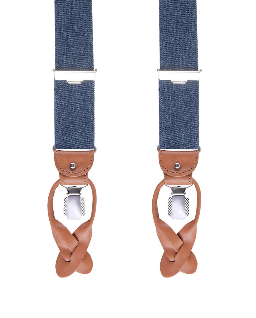 Profuomo bretels jeans blauw melange