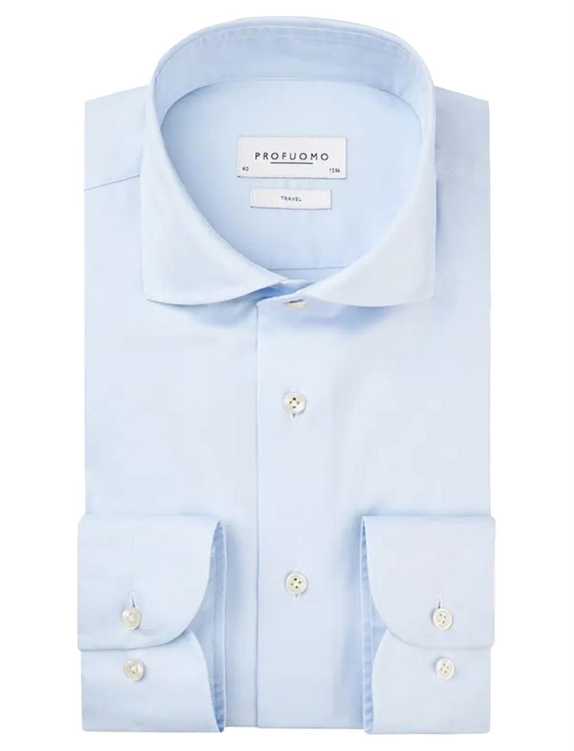 Profuomo lichtblauw overhemd Travel Shirt