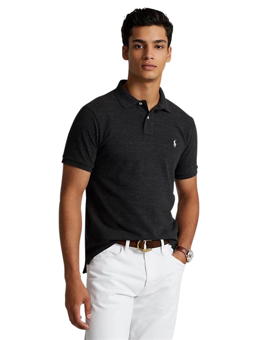 Polo Ralph Lauren polo slim fit grijs gemêleerd katoen