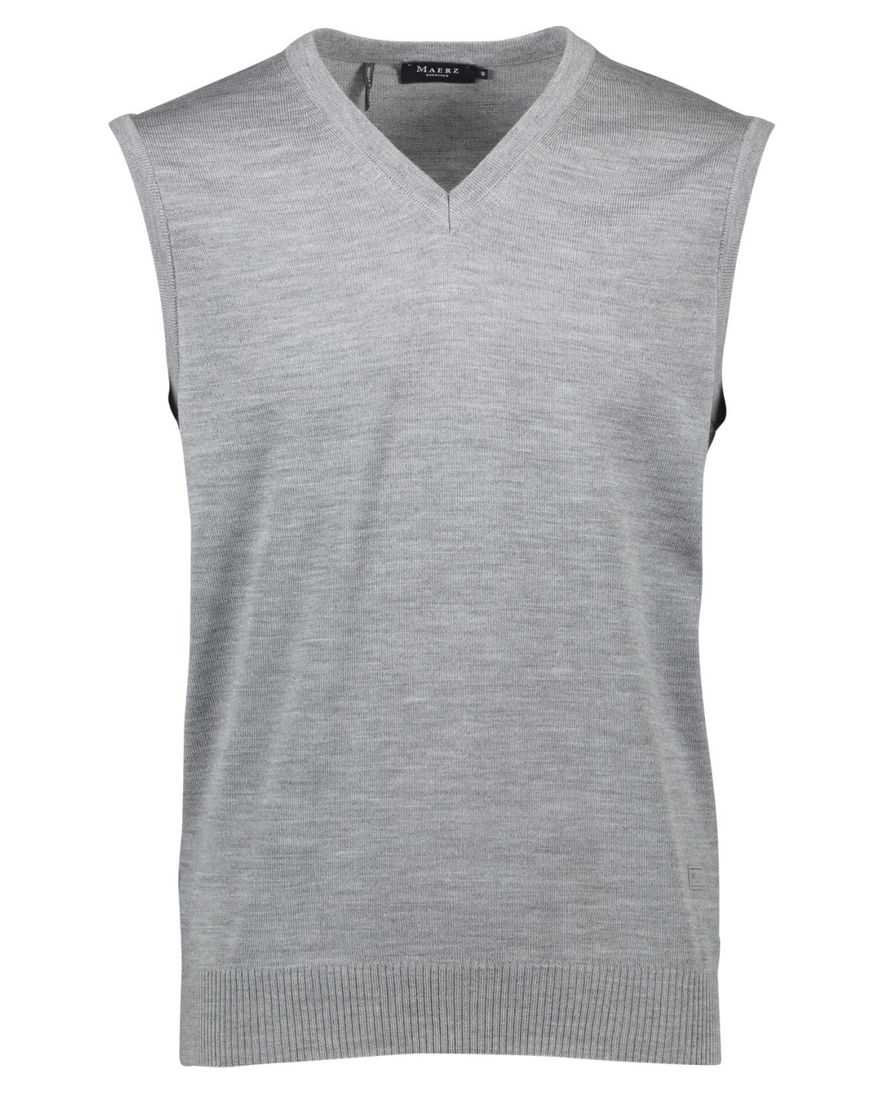 Maerz slipover grijs melange classic fit merinowol