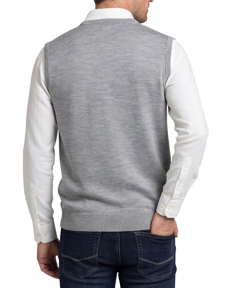 Maerz slipover grijs melange classic fit merinowol