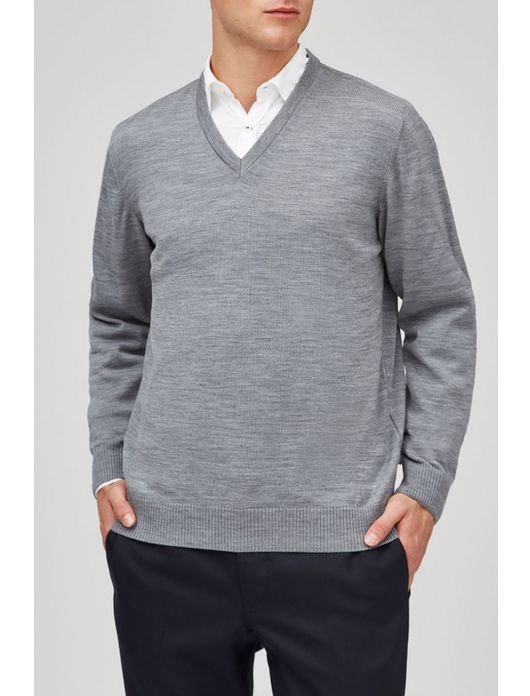 Maerz pullover mercury grey merinowol classic fit