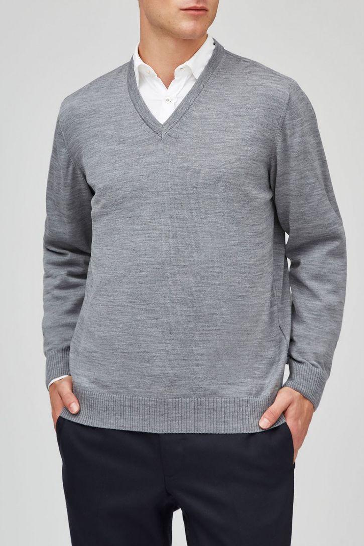 Maerz pullover mercury grey merinowol classic fit