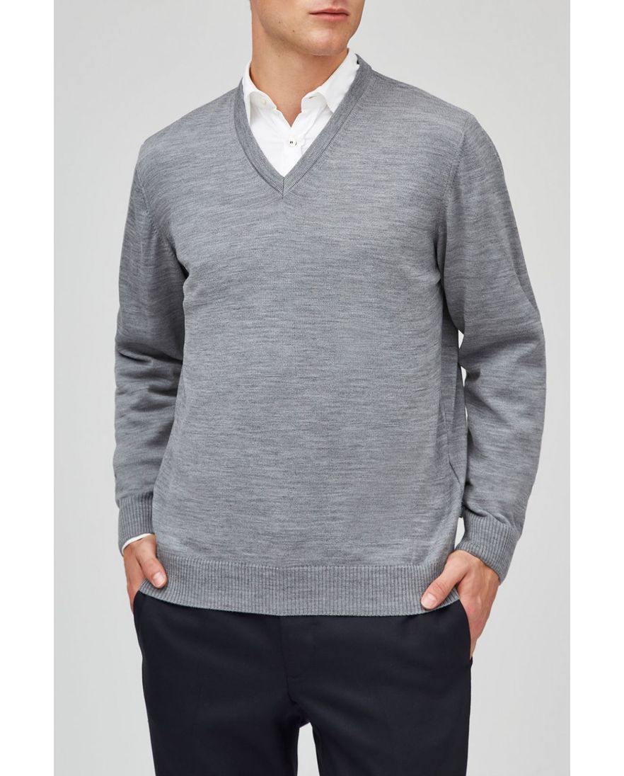 Maerz pullover mercury grey merinowol classic fit