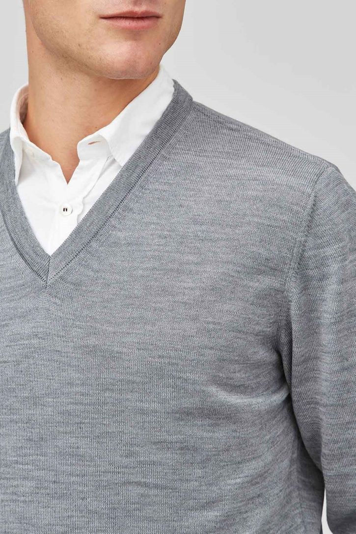 Maerz pullover mercury grey merinowol classic fit