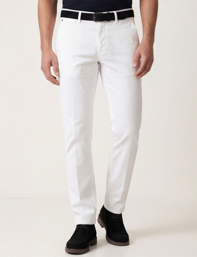 Pantalon stretch M.E.N.S. wit katoen