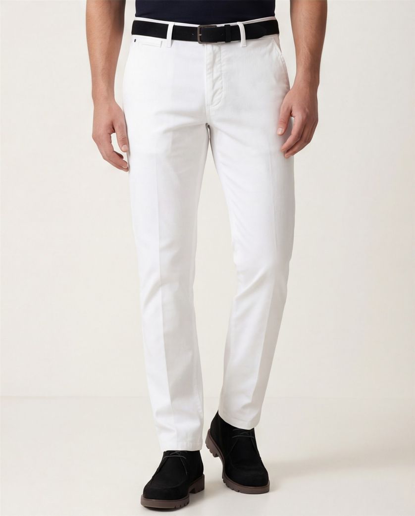 Pantalon stretch M.E.N.S. wit katoen