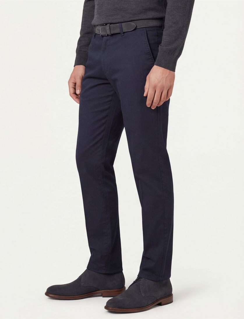 M.E.N.S. broek donkerblauw effen katoen