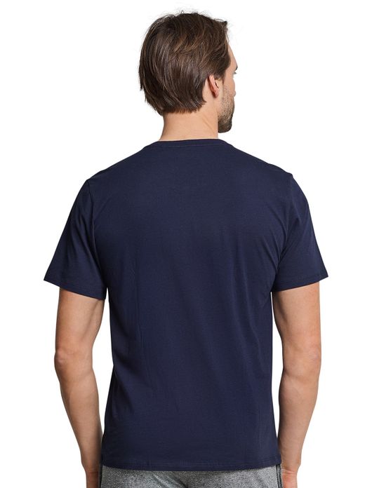 Navy pyjamashirt Schiesser korte mouw Mix & Relax