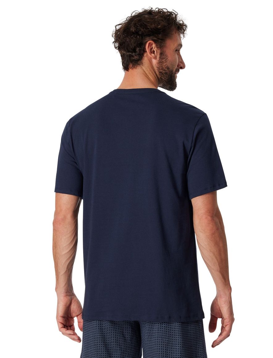 Navy pyjamashirt Schiesser korte mouw Mix & Relax