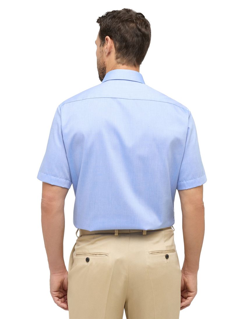 Eterna overhemd korte mouw Modern Fit blauw effen katoen normale fit