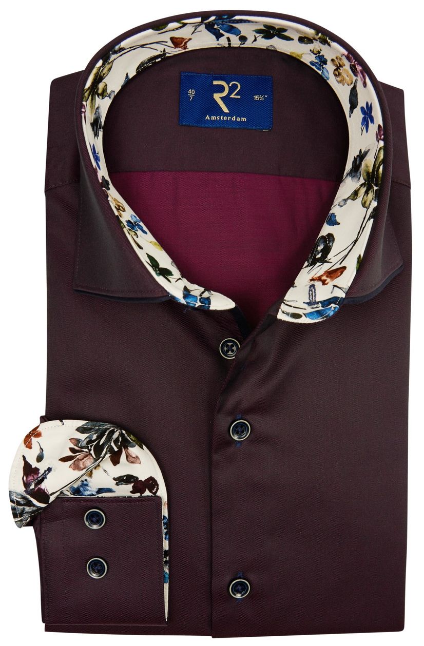 Mouwlengte 7 overhemd R2 bordeaux