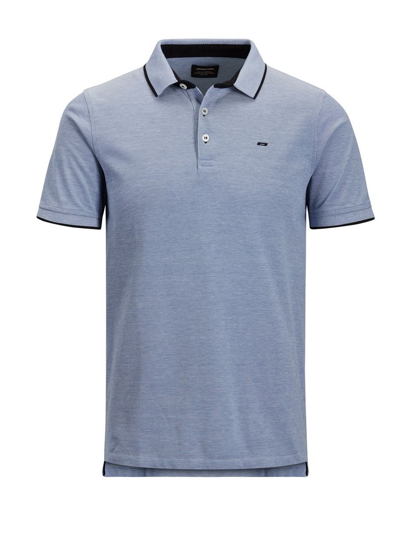 Jack & Jones polo Plus Size blauw effen katoen wijde fit