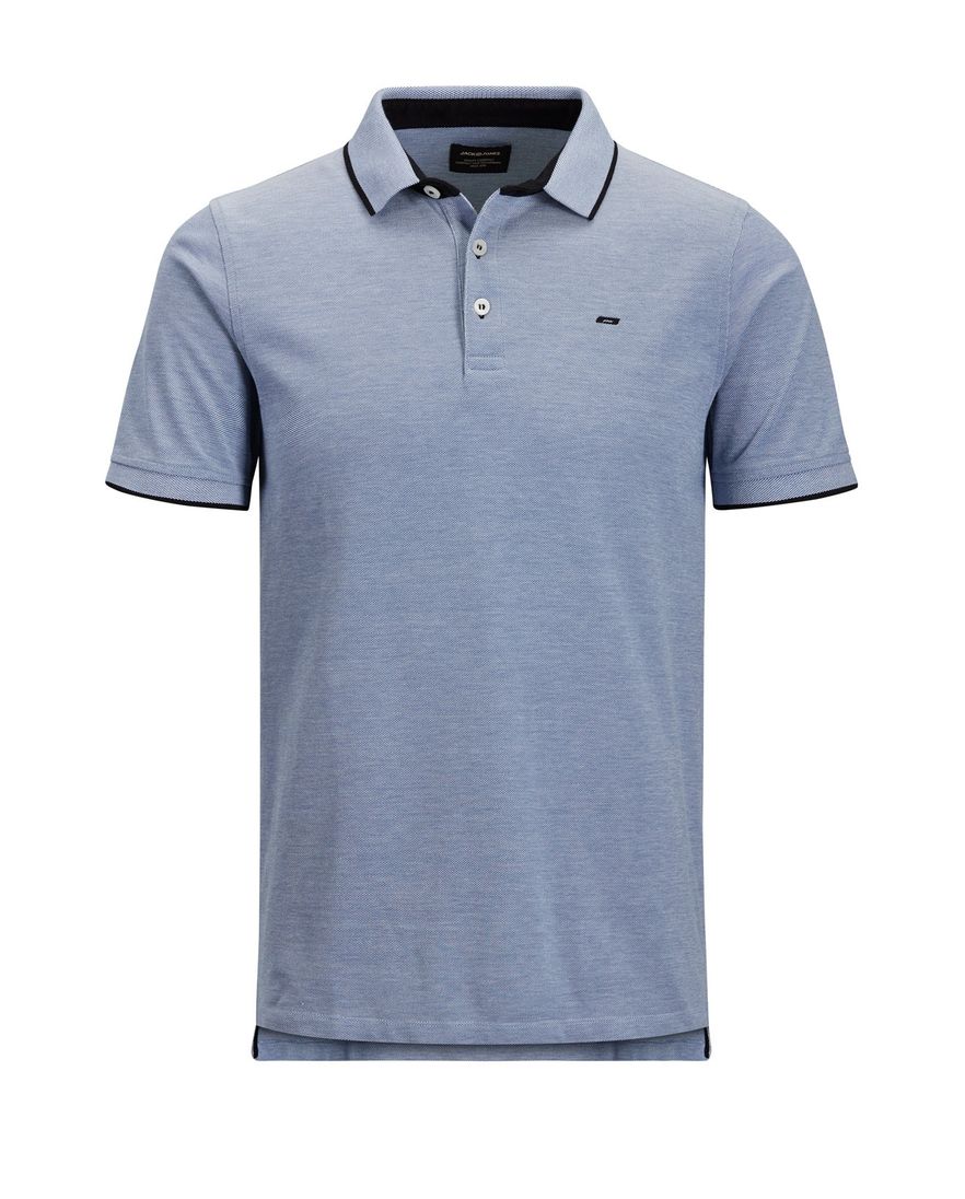 Jack & Jones polo Plus Size wijde fit blauw effen katoen