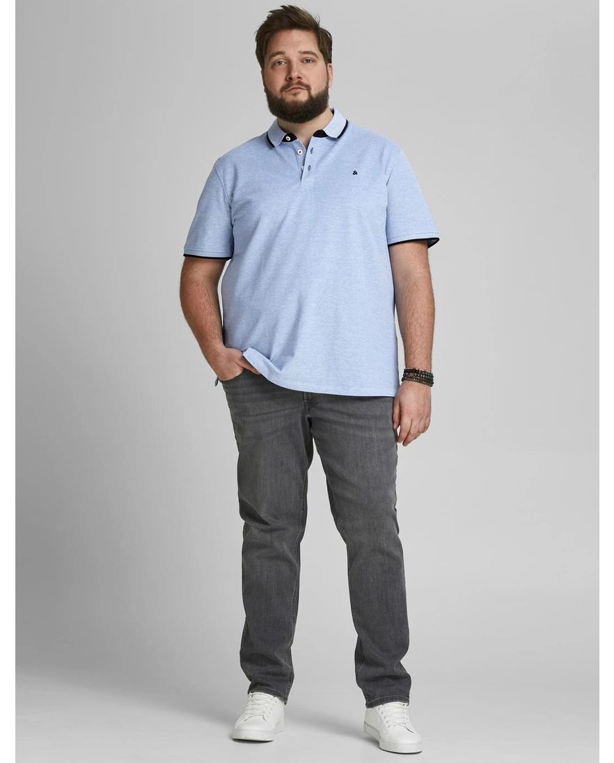 Jack & Jones polo Plus Size wijde fit blauw effen katoen