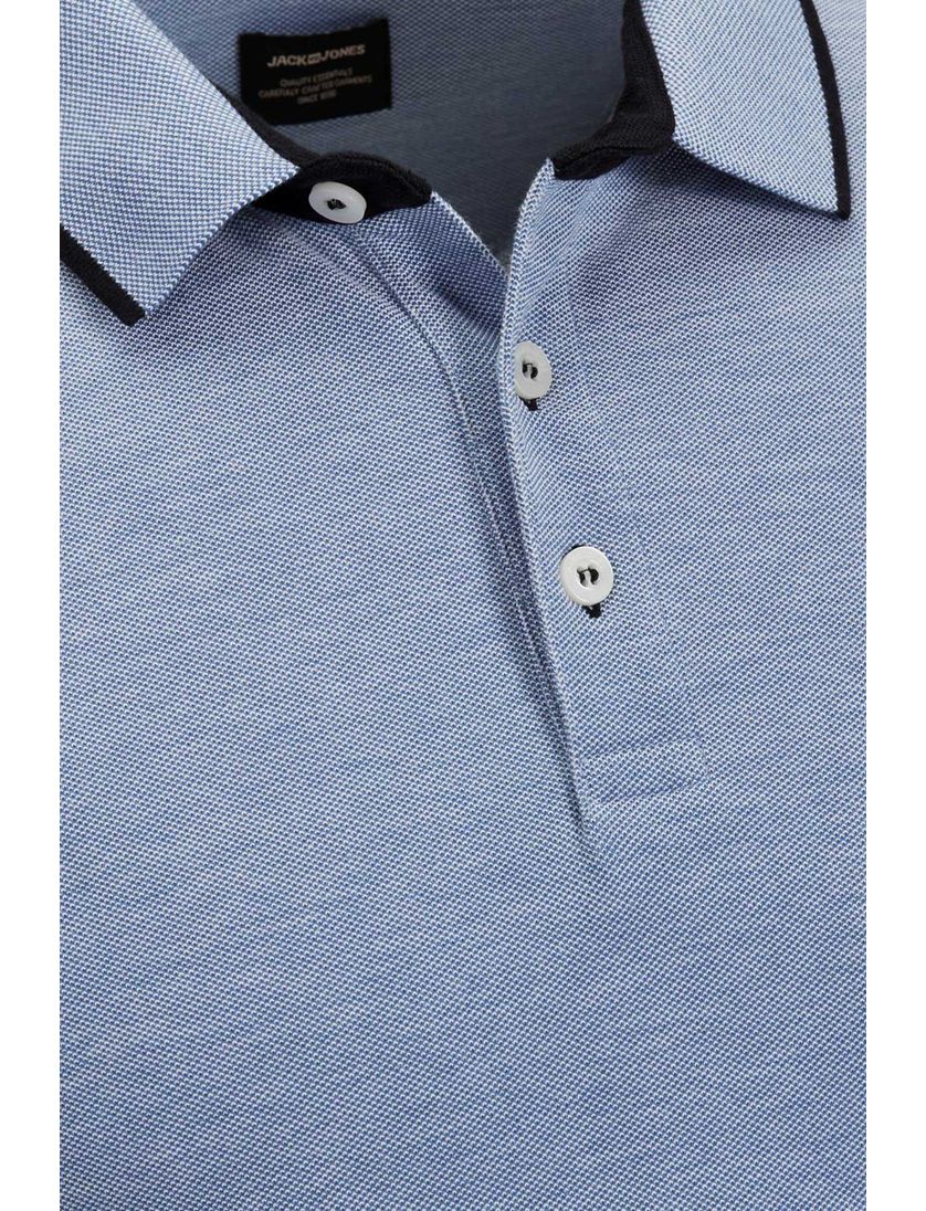 Jack & Jones polo Plus Size blauw effen katoen wijde fit