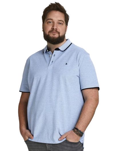 Jack & Jones Jack & Jones polo Plus Size wijde fit blauw effen katoen