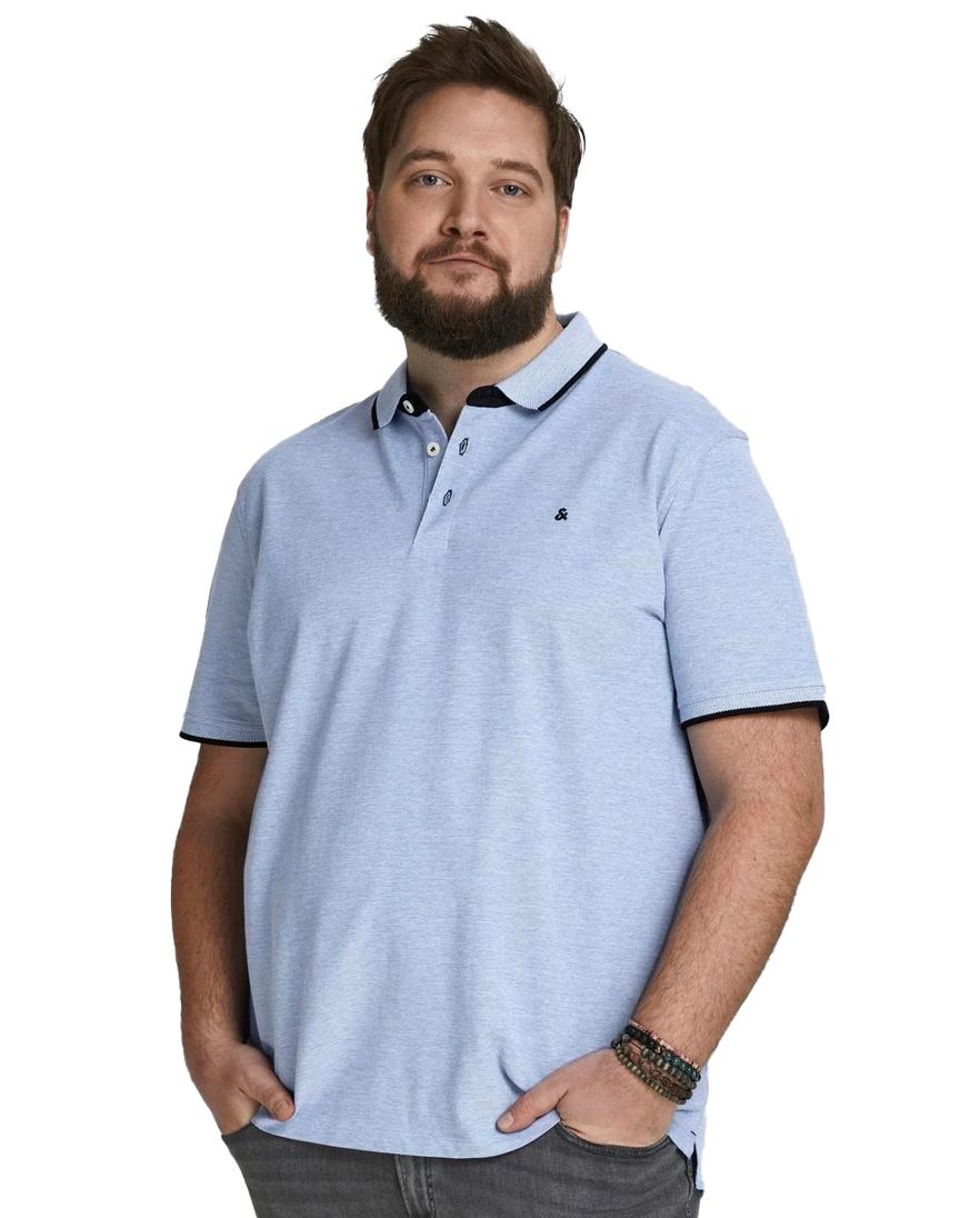 Jack & Jones polo Plus Size wijde fit blauw effen katoen