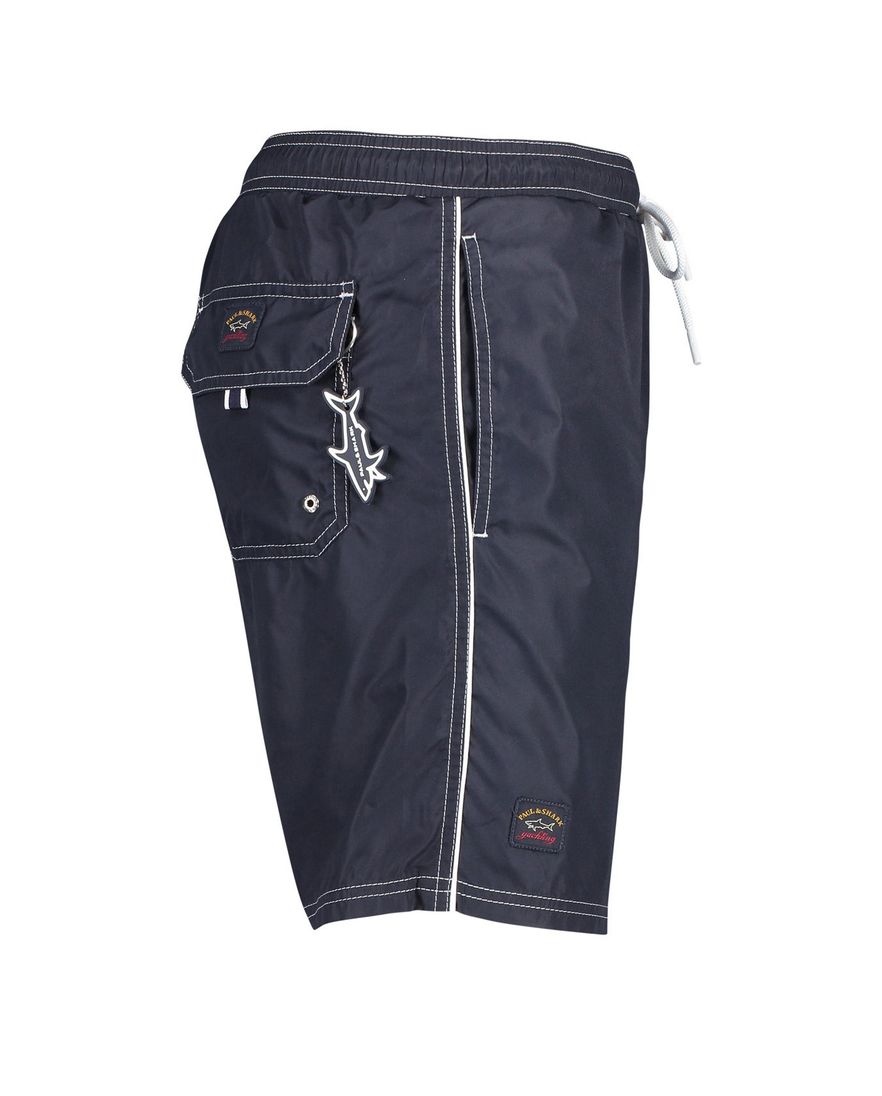 Paul & Shark zwemshort navy merk opdruk elastische band