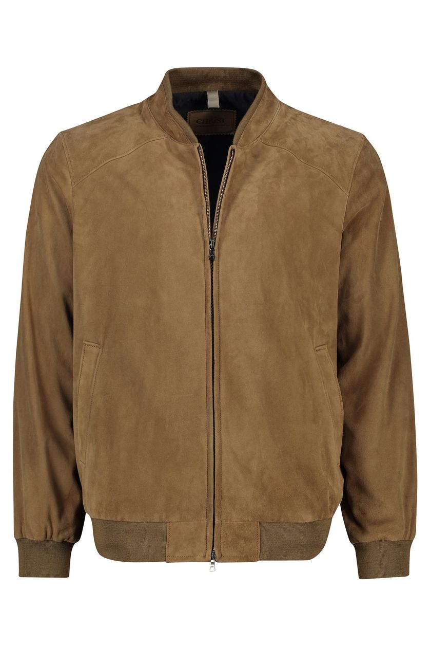 Leren jack Christ bruin met rits