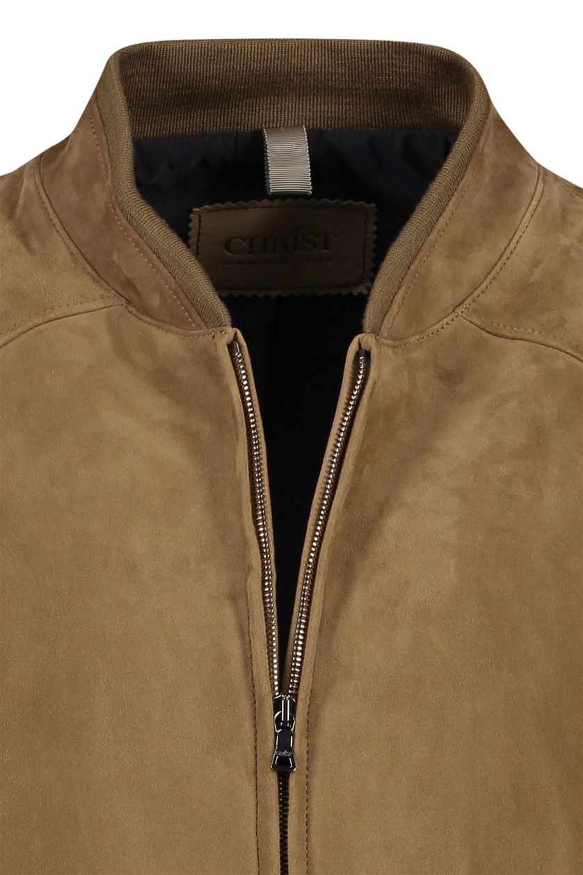 Leren jack Christ bruin met rits