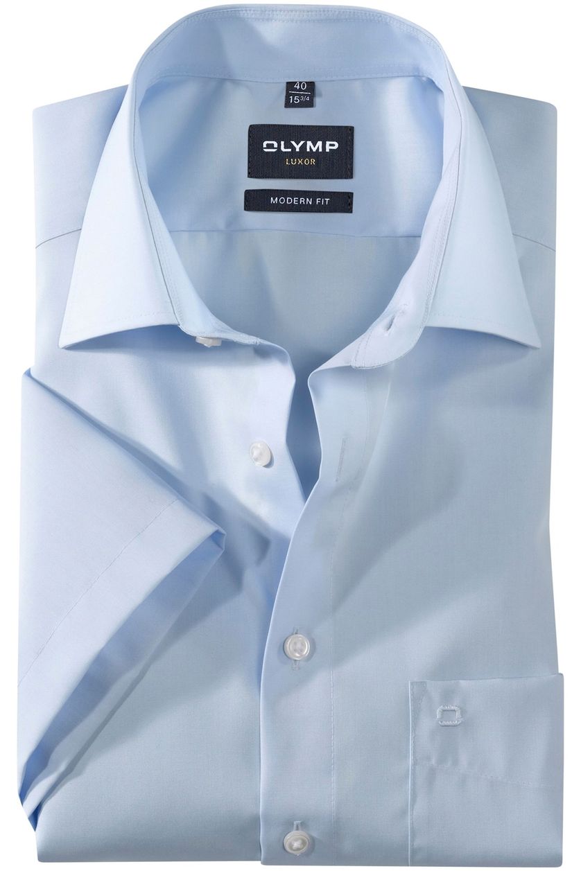 OLYMP strijkvrij overhemd korte mouw lichtblauw