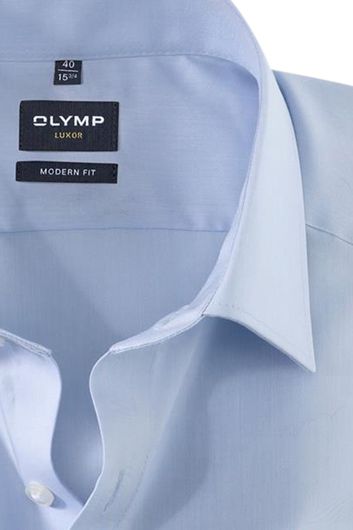 OLYMP strijkvrij hemd korte mouw lichtblauw antikreuk