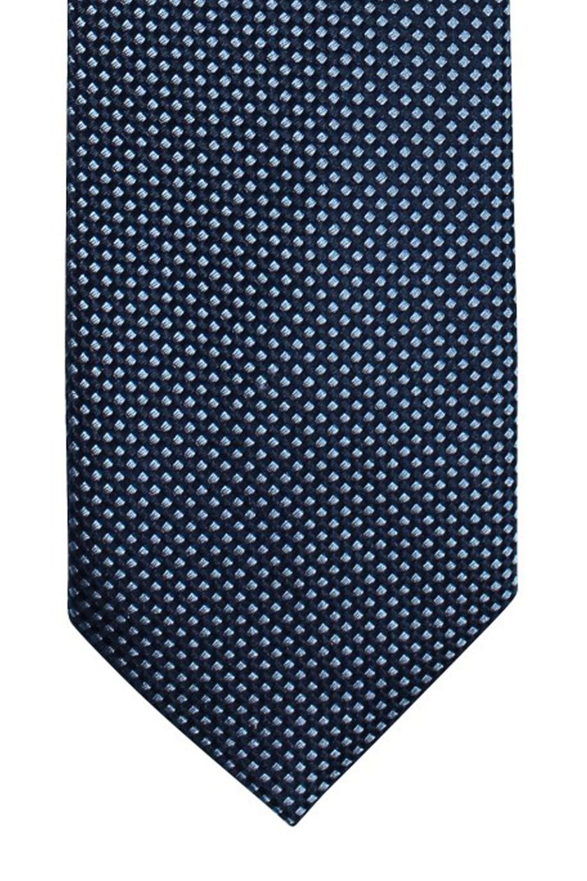 Olymp stropdas navy lichtblauw figuurdessin zijde