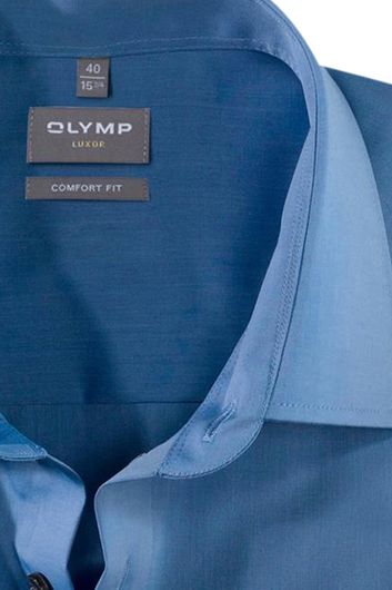Olymp overhemd blauw zwarte knoop Luxor