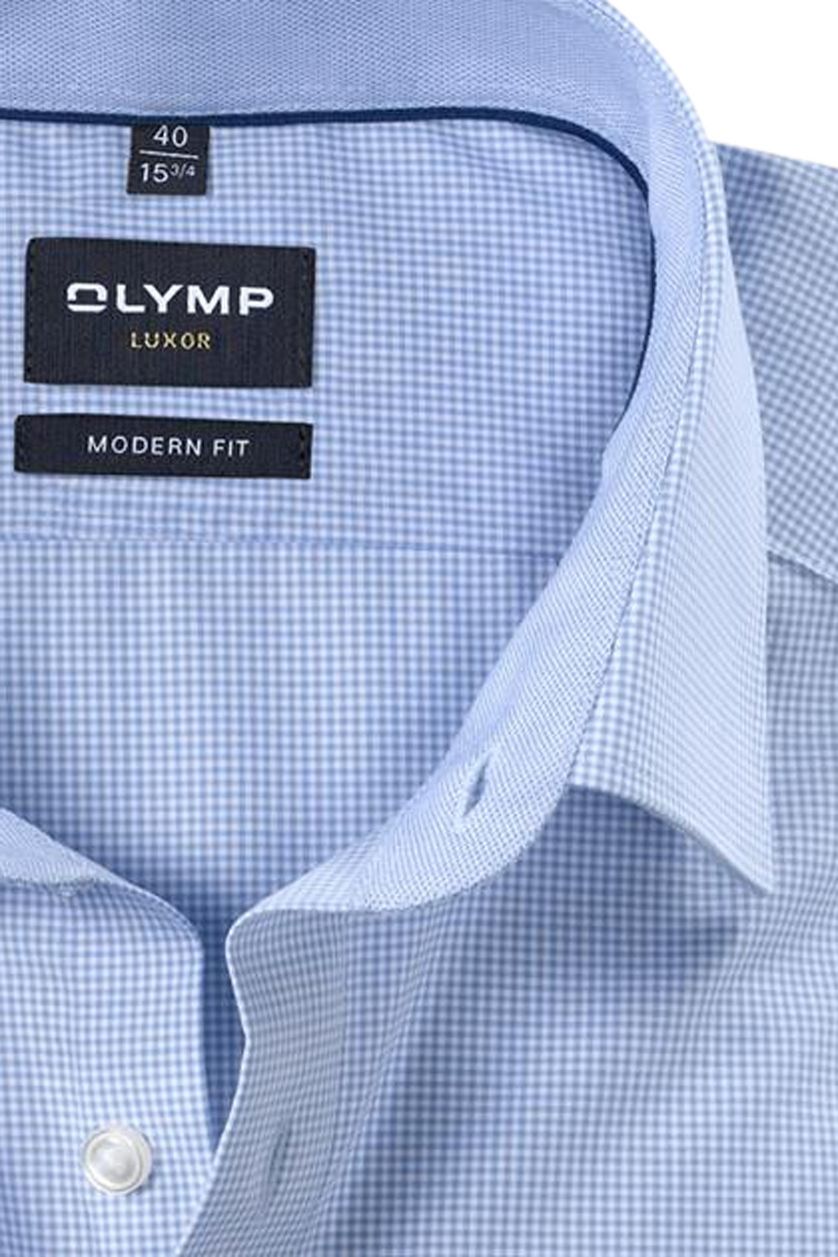 Olymp overhemd modern fit strijkvrij blauw ruit