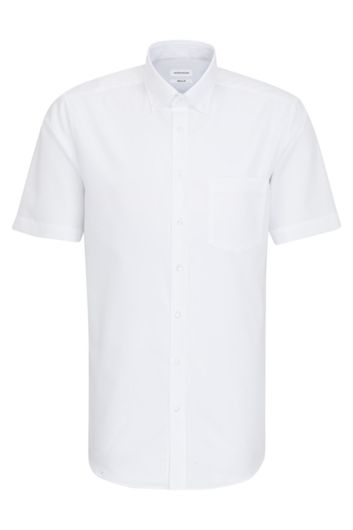 overhemd korte mouw Seidensticker Modern wit effen katoen normale fit 