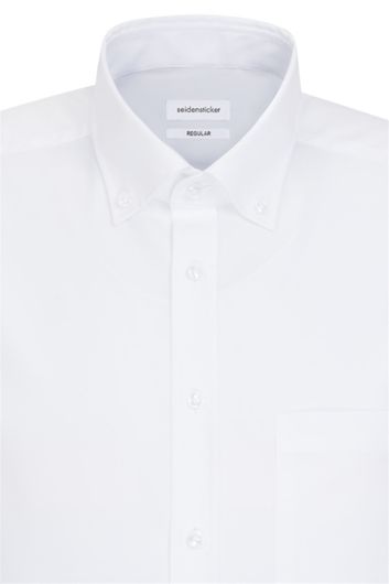 overhemd korte mouw Seidensticker Modern wit effen katoen normale fit 