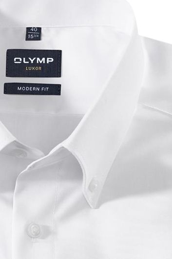 Olymp overhemd korte mouw Luxor Modern Fit normale fit wit effen katoen