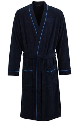 Schiesser Schiesser badjas donkerblauw blauwe piping