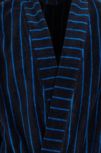 Schiesser badjas donkerblauw streepmotief