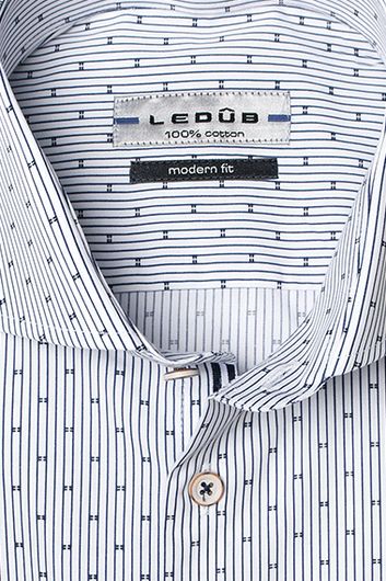 Ledub shirt navy print Modern Fit  katoen