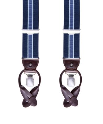 Profuomo Profuomo bretels streep navy/sky blue 36 MM
